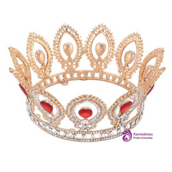 Queen Princess Tiara Red Crystal Bridal Tiaras Wedding Crown for Bride