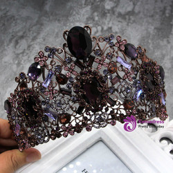 Large Tiaras Crown Red Rhinestones Crystal Black Gun Hair Headpiece