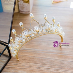 Princess Wedding Bridal Hair Crown Handmand Pearl Hair Jewelry