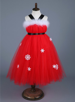 Children Christmas Dresses for Girls New Year Clothes Kids Baby Girls Party Red Tulle