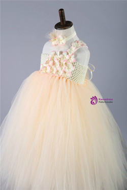 Champagne Girls Tulle Princess Dresses Single Shoulder Flower Girls Wedding Dress