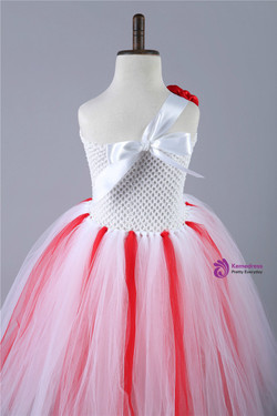 Girls Christmas Dress Red White Flower Girl Tulle Children Wedding Pageant Ball Gowns