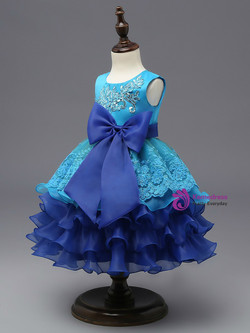 Sequined Embroidery Lace Baby Girl Wedding Party Wear Princess Girls Dresses