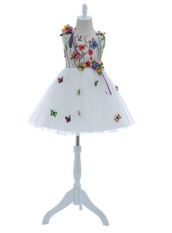 Short Cute White Flower Girls Dresses 2018 with Butterfly for Wedding Knee Length