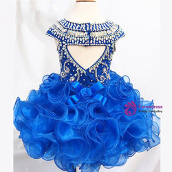 Ball Gowns Royal Blue Ruffle Crystal Little Kids Prom Party Dresses for girl