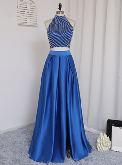 Floor Length Pearl Two Pieces Prom Gown Evening Dresses Evening Gown