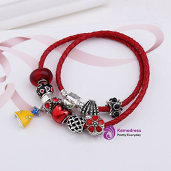Women Bangles Snow White Dress Charms Bead Bracelet for Ladies