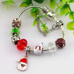 Silver Charms Beads pan Bracelets Fit European children Christmas Gift for Womens Jewelry