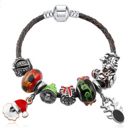 Leather Bracelet For Women/girl With Red Crystal Beads Child Christmas Gift