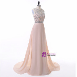 Chiffon Beaded Scoop A Line Light Blue Evening Dresses Long 2017 Chiffon Beaded Scoop A Line Light Blue Evening Dresses Long 2017