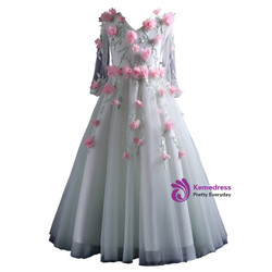 The children were wild flower fairy wedding dress dress with long sleeves