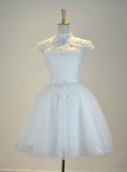 White Knee Length Cap Sleeve Tulle Short Wedding Dress White Knee Length Cap Sleeve Tulle Short Wedding Dress