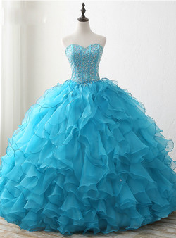 Cheap Blue 2018 Lace up back  Ball Gown Birthday Dresses