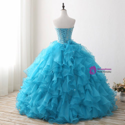 Cheap Blue 2018 Lace up back  Ball Gown Birthday Dresses