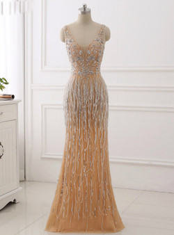 Sexy V-Neck Heavy Beaded Prom Dresses With Crystal Sequined Mermaid Evening Dresses 2018 Sexy V-Neck Heavy Beaded Prom Dresses With Crystal Sequined Mermaid Evening Dresses 2018