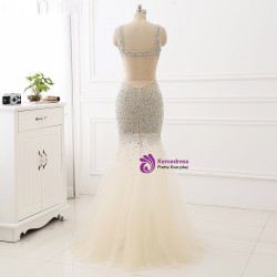 beaded Prom Dresses Mermaid Tulle Scoop Evening Party Dress beaded Prom Dresses Mermaid Tulle Scoop Evening Party Dress