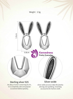 925 Sterling Silver Cute Rabbit Animal Stud Earrings