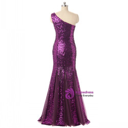 In Stock:Ship in 48 hours Mermaid One Shoulder Sequins Prom Dress