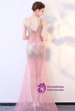 In Stock:Ship in 48 hours Mermaid Pink Sexy Prom Dress