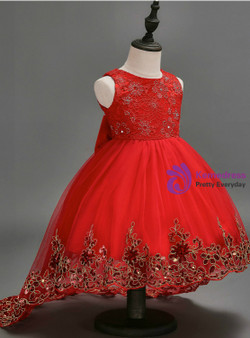 In Stock:Ship in 48 hours Hi Lo Red Girl Dress