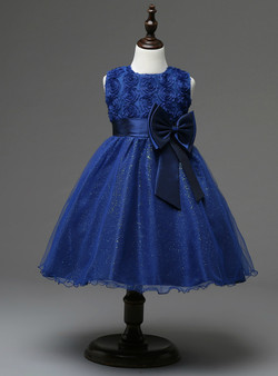In Stock:Ship in 48 hours Blue Bow Girl Dress