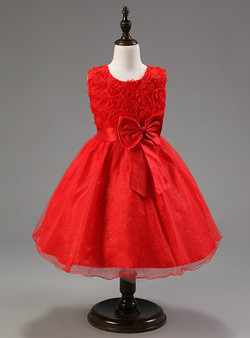 In Stock:Ship in 48 hours Red Bow Girl Dress