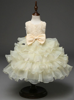 In Stock:Ship in 48 hours Yellow Organza Flower Girl Dress