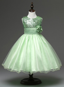 In Stock:Ship in 48 hours Green Flower Girl Dress