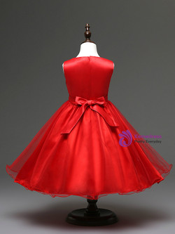 In Stock:Ship in 48 hours Red Flower Girl Dress