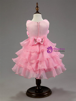 In Stock:Ship in 48 hours Organza Ruffle Pink Flower Dress