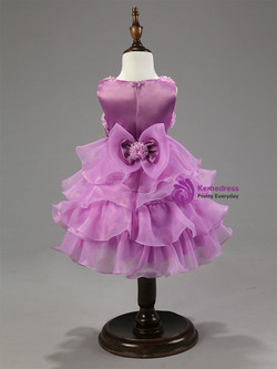 In Stock:Ship in 48 hours Organza Ruffle Purple Flower Dress