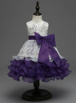In Stock:Ship in 48 hours Purple Big Bow Girl Dress
