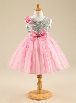 In Stock:Ship in 48 hours Sequins Pink Bow Dress