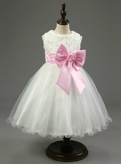 In Stock:Ship in 48 hours Pink Bow Flower Girl Dress
