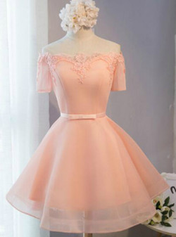 In Stock:Ship in 48 hours Orange Organza Homecoming Dress