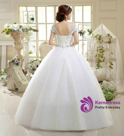 In Stock:Ship in 48 hours Ball Gown Scoop Tulle Wedding Dress