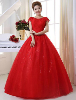 In Stock:Ship in 48 hours Red Ball Gown Wedding Dress
