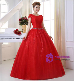 In Stock:Ship in 48 hours Red Ball Gown Wedding Dress