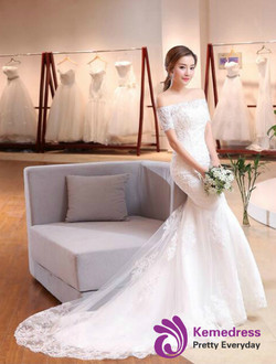 In Stock:Ship in 48 hours Lace Sheath Wedding Dress