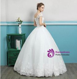 In Stock:Ship in 48 hours Bateau Ball Gown Wedding Dress