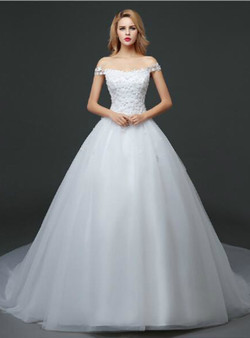 In Stock:Ship in 48 hours Off The Shoulder Wedding Dress
