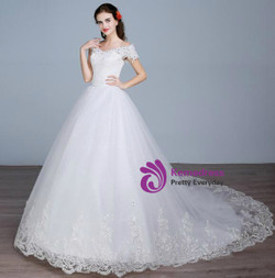 In Stock:Ship in 48 hours Off The Shoulder White Wedding Dress