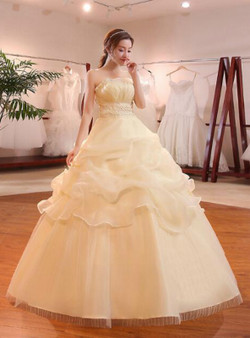 In Stock:Ship in 48 hours Strapless Yellow Wedding Dress