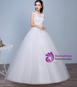 In Stock:Ship in 48 hours Bateau Wedding Dress