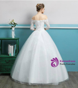 In Stock:Ship in 48 hours Short Sleeve White Wedding Dress