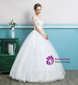 In Stock:Ship in 48 hours Off The Shoulder Tulle Wedding Dress