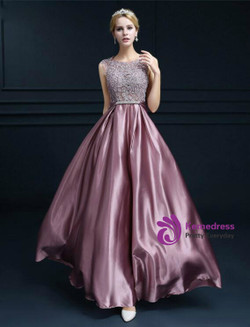 In Stock:Ship in 48 hours A-Line Satin Lace Prom Dress