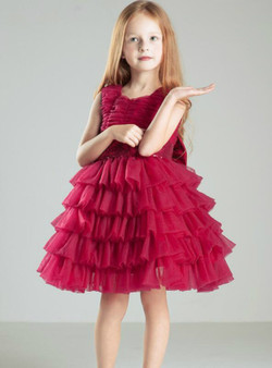 In Stock:Ship in 48 hours Red Tulle Flower Girl Dress