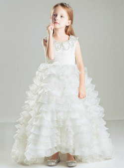 In Stock:Ship in 48 hours White Organza Ruffle Girl Dress