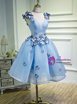 In Stock:Ship in 48 hours V-neck Organza Homecoming Dress